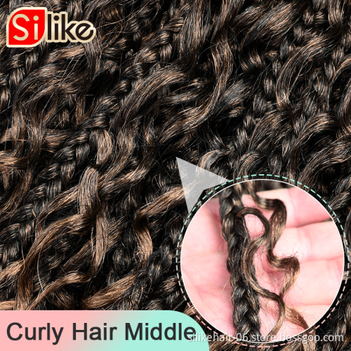 Silike Goddess Box Braids 22 inch Synthetic Crochet Hair With Curly End Bohemian Box Braiding Hair Extensions Messy Goddess